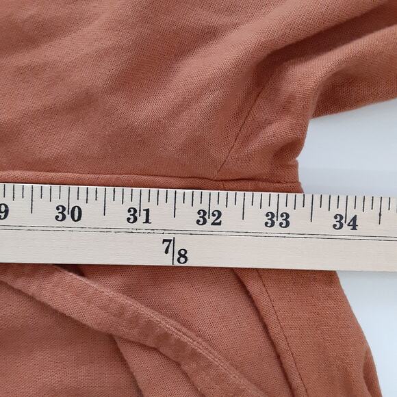 Liz Claiborne Wide Leg Jumpsuit Linen Blend Button Front Terracotta Womens L - Picture 9 of 11